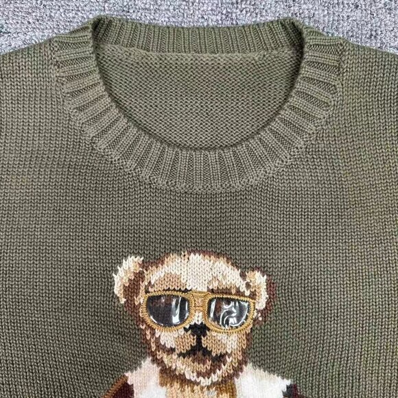 Polo Ralph Lauren Army green bear women's sweater - Picture 2 of 6